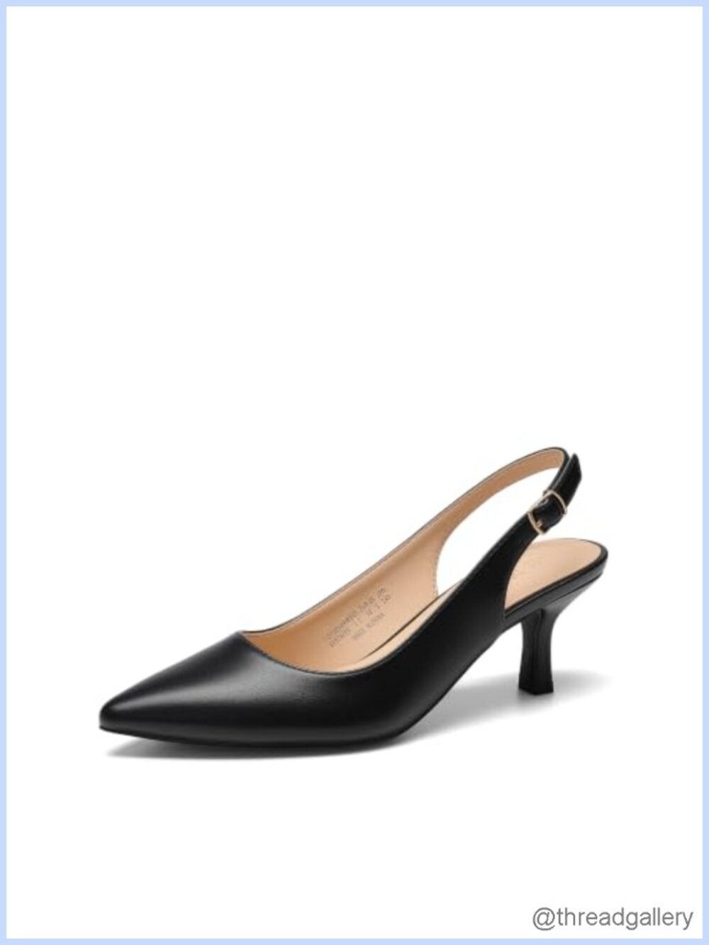 Women's Kitten Heel Slingback Pumps Pointed Toe Faux Leather